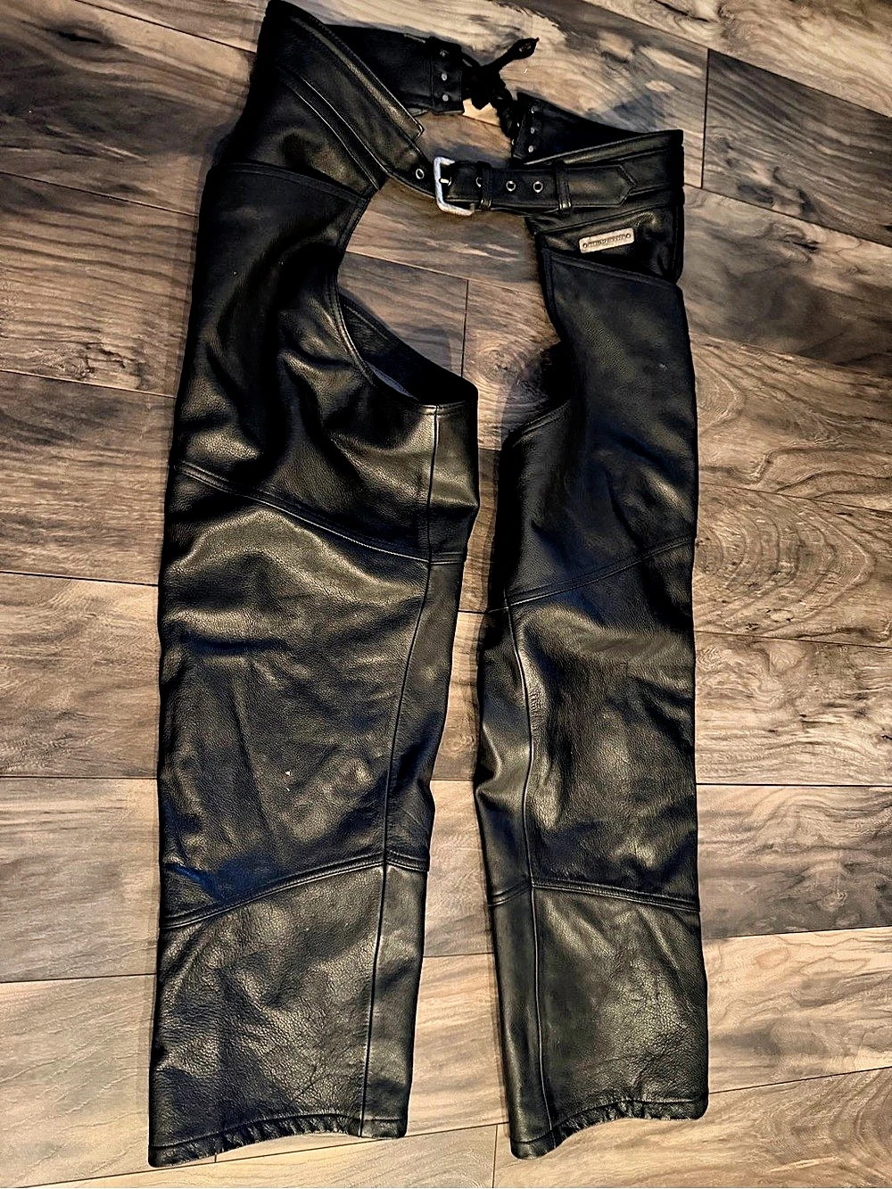 Harley-Davidson Black Leather Riding Chaps Men's Size L Uncut